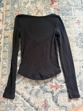 Cotton On Open Back Black Ribbed Long Sleeve Boat Neck Going Out Top